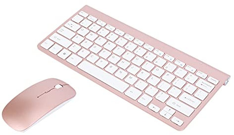 Yoiimiya 2.4Ghz Ultra-Thin Teclado inalambrico y Mouse Combo con Receptor USB Raton Teclado Conjunto para PC WindowsXP / 7/8/10 (Rosa)