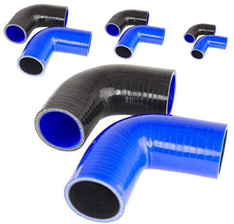 1 Stück | Silikonbogen 90° Grad ID-Ø 30mm blau 200°C | GROSSE AUSWAHL | Silikon-Schlauch Ladeluft-Schlauch LLK Kühler Schlauchbogen Turbo Kühlmittel Kühlwasser Ansaugung Gummi flexibel | PREMIUM