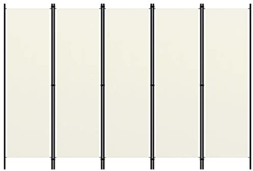 HOMIUSE Paravent de 250 x 180 cm - Brise-vue - Paravent intérieur - Cloison de séparation de jardin - Brise-vue - Blanc crème