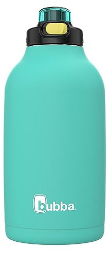 Bubba Radiant Stainless Steel Simple-Lid Rubberized Water Bottle, Island Teal, 64oz.