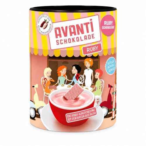 Avanti Ruby Trinkschokolade, 400 g, heiße Schokolade aus Rosa Kakaobohne | Die vierte Schokoladensorte als Trinkkakao – natürlich fruchtig, intensiv rosa und vielseitig verwendbar