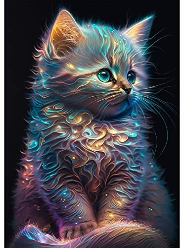 QENSPE 5D Diamond Painting Katze Diamant Painting Bilder Kätzchen Diamond Art Erwachsene Full DIY Diamant Kunst Malerei Stickerei Set Kreuzstich Bilder Home Wand Dekor 30x40cm