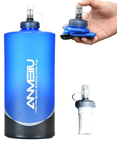 Geruwam Bouteille d'eau filtrée pour voyage, gourde pliable | Sac d'eau de sport avec adsorption de charge, filtre à eau physique, pour le camping, l'alpinisme