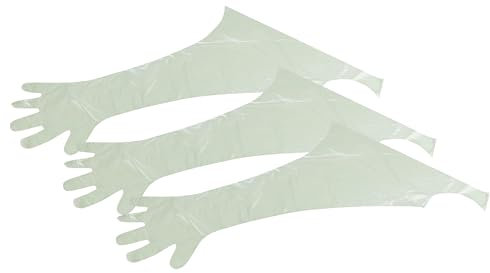 Teqler Veterinär-Handschuhe mit Schulterschutz, grün-transparent, 50 Stück (3er Pack)