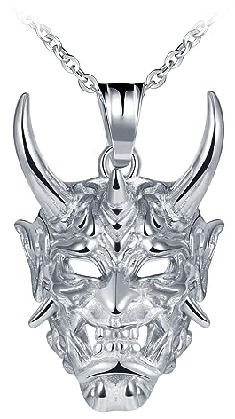 Feilok Herren-Kette Edelstahl Herren Halskette mit Anhänger Punk Amulett Glücksbringer Ghost Mask für Männer