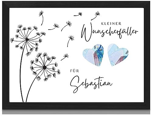 MilaBoo® personalisiertes Geldgeschenk zum Geburtstag Wunscherfüller I Hahnemühlen Papier Made in Germany A3 A4 A5 I mit Bilderrahmen schwarz oder weiß