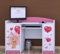 Happy Babies Schreibtisch für Kinder mit 5 Schubladen weiß Blau Kinderschreibtisch 125x89x60 Computertisch mit Tastaturablage Bürotisch für Kinderzimmer Muster Bärenjunges