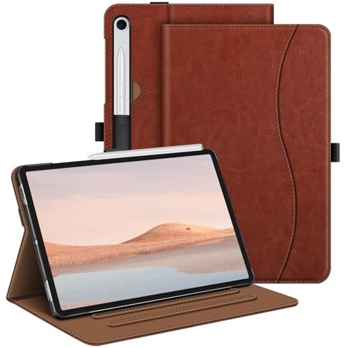 Fintie Hülle für Samsung Galaxy Tab S10 Lite/S10 FE/S9 FE 10.9&S9 11 | Folio Tablet-Schutzhülle mit verstellbarem Ständer, Dokumentenfach, Auto Sleep/Wake, Braun