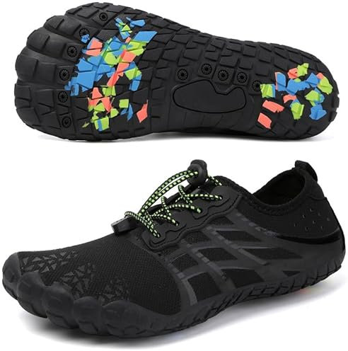 Unisex Zapatos Descalzos Hombre Mujer Zapatos de Agua Hombres Mujeres Barefoot Zapatillas Outdoor Secado Rápido Surf Calzado para Yoga Playa Transpirable Ligero y Antideslizante(Negro 42EU)