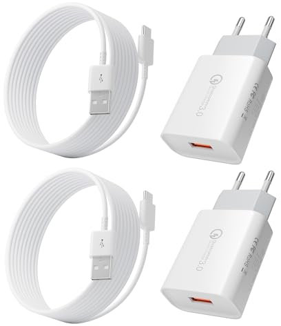 2-Pack Caricatore Rapido USB C per Samsung Galaxy A14 A34 A70 M13 A71 A33 A13 A54 A53 A51 S8 S9 S10, Xiaomi Redmi Oppo Huawei Google OnePlus etc, 18W Caricabatterie Type C Carica Batterie Cellulare