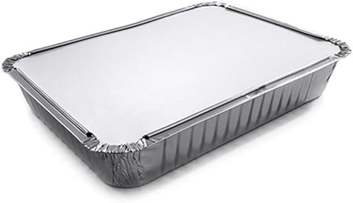 GM KIT 100 Vaschette Alluminio 4 Porzioni da 1125cc. + 100 Coperchi in Cartoncino/Alluminio, Contenitori Alimenti Usa e Getta con Coperchio, Teglie da forno Adatte al Congelamento, Cottura e Asporto