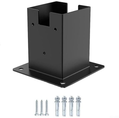 Kit di staffe per pergola fai da te, robuste staffe angolari ad angolo retto per 4 x 4 (dimensioni interne 9,1 x 9,1 cm), kit pergola/gazebo in acciaio verniciato a polvere nera (nero lucido) (base)
