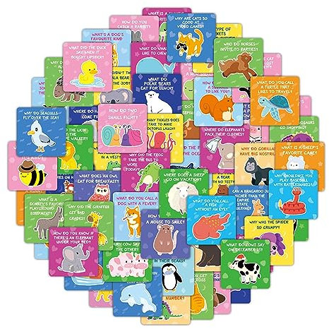 VALINK 60 Joke Cards for Kids, Cute Lunch Box Notes, Motivational Cards for Children, Jokes and Inspirational Puns Cards for Pupils, Teachers, Parents, Kids, 89mm X 89mm