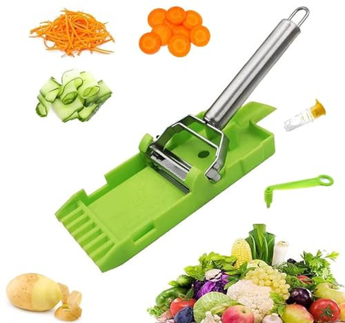 SENIURIS Pelador multifuncional de una sola hoja, pelador de patatas multifuncional con exprimidor de limón y pelador de verduras en espiral.