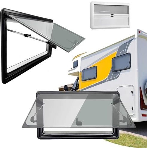 NIKSHI Caravan Seitenfenster, Wohnwagen Fenster, Push Fenster mit Fliegengitter, Ausstellfenster für RV Wohnwagen Fahrzeugen, Wohnwagen, Wohnmobile, Camper,600×600mm