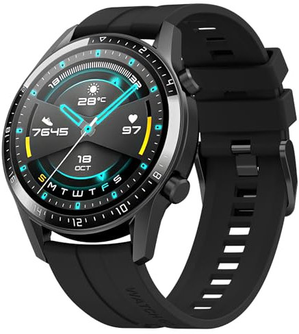 22mm Band Compatible with Huawei Watch GT 4 46mm/GT3/GT3 Pro 46mm/Watch 4/4 Pro/3/3 Pro/GT 46mm/GT2/GT2 Pro/GT2e, Silicone Bracelet Sport Strap (Black)