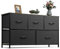 WLIVE Chest of Drawers, 5 Fabric Drawers Cabinet with Easy Pull Handle, Wood Top and Sturdy Steel Frame for Bedroom, Living Room, Black