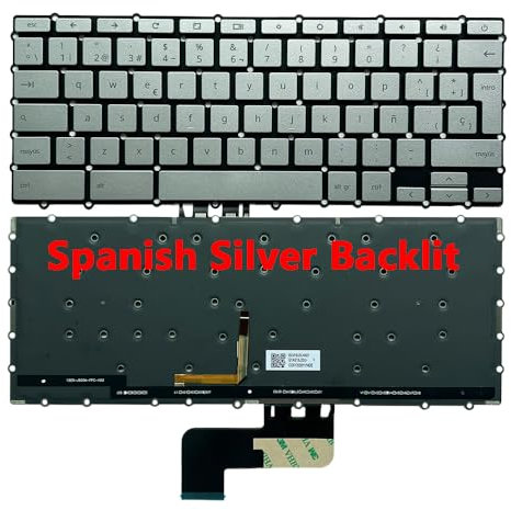 Teclado de portátil para ASUS Chromebook C425 C425TC425TA C433 C433TA C434 C434TA Plateado con retroiluminación Diseño en español