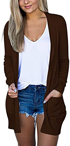 Cardigan alto da donna a maniche lunghe cardigan da donna autunno aperto davanti cardigan con tasche casual spolverino leggero cardigan maglione sciolto a maniche lunghe lavorato a maglia cardigan