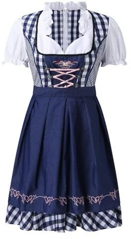 Generisch Dirndlkleider Damen - Kariertes Oktoberfest-Kostüm Dirndl-Kleider Damen | Drindl Kostüm Deutsch Bayerisches Oktoberfest Festival Frauen Bier Karneval Outfits