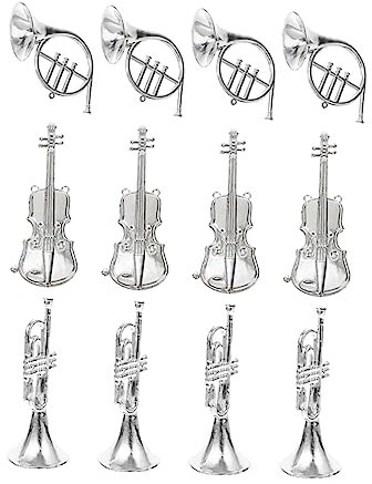 ERINGOGO 12stücke Teiliges Miniatur-musikinstrumente Weihnachtsbaum-Dekoration Silbern Für Festliche Anlässe Geeignet Für Weihnachtsbäume Partys Ktv Cafés Und Mehr