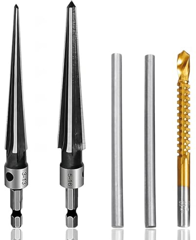 Konische Reibahle, 5 Stück, Handreibahlen, 3-13mm und 5-16mm | Sägezahnbohrer, Kegel Handreibahle mit Sechskantschaft, Für Gitarre, Für Holzarbeiter, Bohrwerkzeug