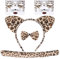 SALGIA 5PCS Leoparden Kostüm Set, Leoparden Ohren Haarreif Schwanz Fliege + Leopard Gesicht Kunst Aufkleber, Damen Kinder Leoparden Kostüm Zubehör für Halloween Karneval Cosplay Mottoparty