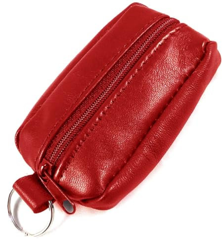 Charmoni - Portefeuille Homme - Porte Monnaie - Multi Poches - Double Zips - en Cuir véritable - pour Homme (1, Rouge)