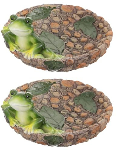 Milisten 2 Pièces Grenouille De Piscine Fontaine Solaire pour Bain d'oiseaux Animaux Mini-Grenouilles Chapeau De Grenouille Porte- Grenouille Grenouille Ours Peluches Résine