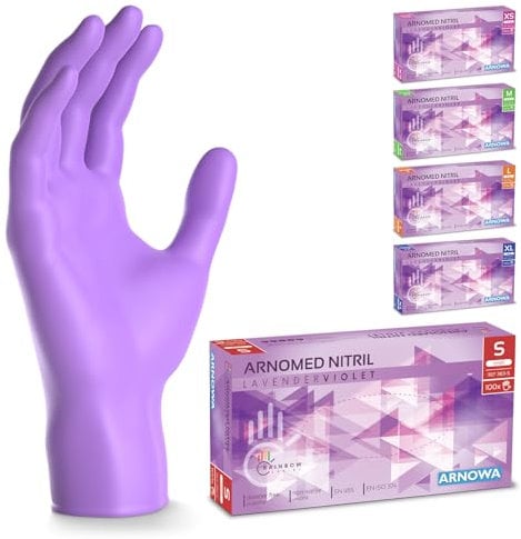 500x ARNOMED® Guanti nitrile S Viola, Guanti monouso senza polvere e lattice, Guanti plastica usa e getta dermanytril, Per cucina, pulizia casa, alimenti e tattoo XS, S, M, L, XL