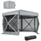 Outsunny 12' x 12' Hexagon Pop Up Gazebo Tent with 5 Sides and Carry Bag, Waterproof, UV Resistant Party Tent Instant Event Shelter with Netting for Garden, Patio, Light Grey