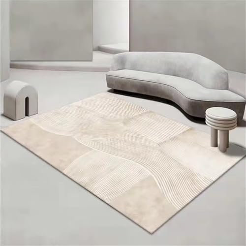 RUGMRZ Home Teppich Für Flur 250x300CM Kinderteppich Jungen esszimmer Khaki Bequemer und strapazierfähiger mit abstraktem Streifendesign