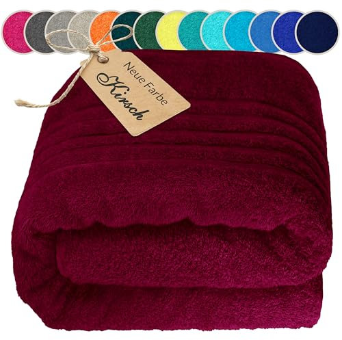 Lashuma Badetuch groß 100x200 cm Kirschrot – Extra Weiches & Saugfähiges Sauna Handtuch für Frauen & Männer, Hochwertige Baumwolle, Pflegeleicht & Strapazierfähig