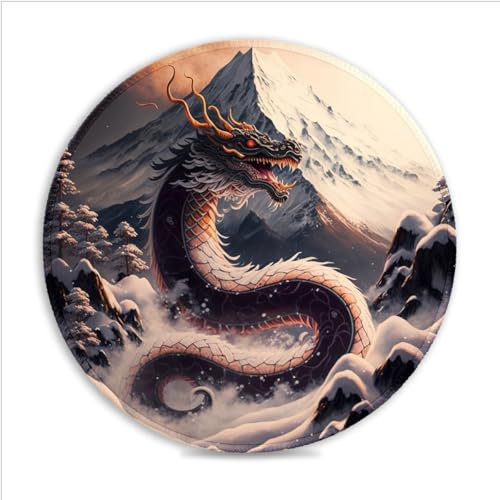 CHTXD Tragbares Mauspad mit Drachenmotiv (20 x 20 cm), rundes Gaming-Mauspad Wasserabweisende Oberfl?Che, gen?hte Kanten, rutschfeste Unterseite für alle Schreibtische