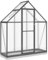 Utiny Gewächshaus mit Fundamentrahmen Anthrazit 169x58x202 cm Alu Frühbeet Pflanzenhaus mit Dachrinnensystem Flügeltür Treibhaus für Pflanzen