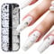 12 Raster Nagel Charms, Nail Art Strasssteine Nagel Perlen Weiß Nageldesign Zubehör Perle Nail Art 3D Weiß Perlen Nägel Beads