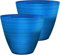 Gloss Plastic Flower Pots with Drainage Holes, Garden Planters for Outdoor, Plant Pot Containers for Home, Garden, Stylish Glossy Glazed Stripes Design, 25cm Outdoor (2 x Blue Gloss Stripes)