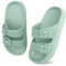 WYSFLY Kids Cloud Slides Niños Niñas Ajustable Doble Hebilla EVA Sandalias Planas Verano Almohada Chanclas Ducha Playa Piscina Sliders Verde 33EU