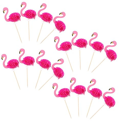 CTIRCHIU 30 Stück Hawaii Party Cake Picks Kreative Essbare Dekoration für Geburtstagskuchen Muffins und Desserts Flamingo Design für Unvergessliche Feiern
