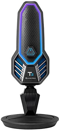 Zkydhbd Sensibilité USB Microphone à condensateur avec clip de support pour PC RGB Light Rotation Microphone à condensateur