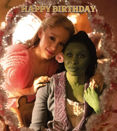 Geburtstagskarte mit Motiv Wicked Movie – Musiktheater-Grußkarte inspiriert von Elphaba & Glinda – perfekt für böse Fans und Broadway-Liebhaber