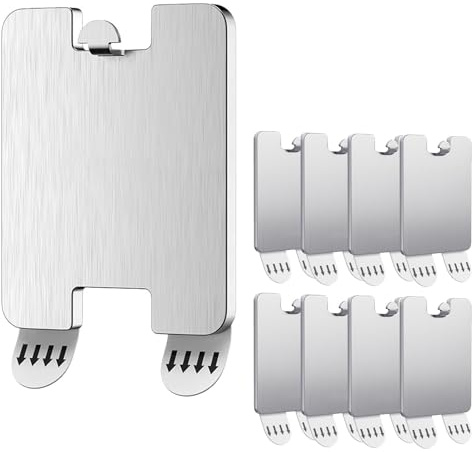 8 Pcs Self Adhesive Picture Hooks, Heavy Duty Self Adhesive Wall Hangers | No Drill Damage-Free Hanging Strips for Photo Frames, Wall Art, Mirrors, Clocks, and Home Decor, Strong Sticky Hooks