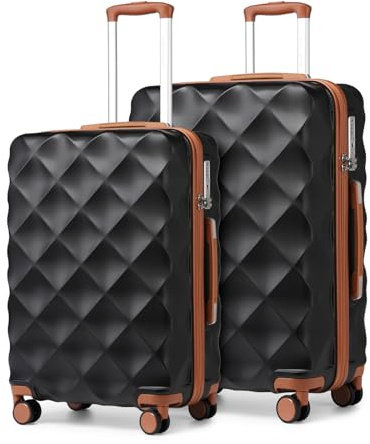British Traveller 2-teiliges Kofferset Hartschalen Reisekoffer TSA Schloss | 2-teiliges Hartschalenkoffer Set mit 57L und 91L Volumen, TSA Schloss, 360° Rollen für Paare, Urlaub und lange Reisen