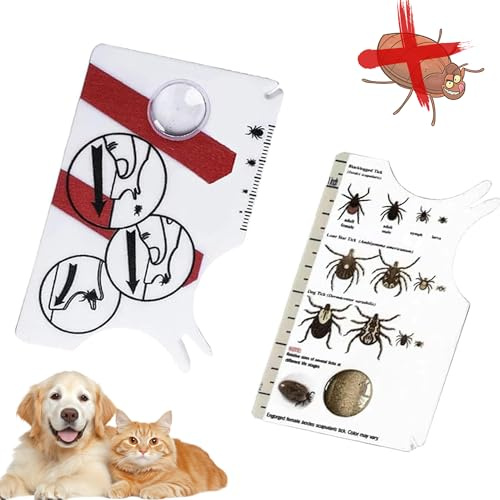 ZIOYANE 2Pcs Tick Remover Card Set, Tick Catching Tool with Magnifying Glass for Humans, Dogs & Cats