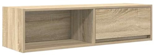 GPWERSDF TV Cabinet Sonoma Oak 100x31x25.5 cm Engineered Wood Wall-Mounted TV Bench with Ample Storage for Magazines, Books, and Multimedia Devices