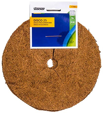 Stocker Disco Pacciamatura In Fibra Di Cocco Diam.Cm.25 - Pz.3 - Impedisce La Crescita Dell'erba