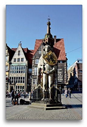 Premium Textil-Leinwand 30 x 45 cm Hoch-Format Bremer Roland - BREMEN | Wandbild, HD-Bild auf Keilrahmen, Fertigbild auf hochwertigem Vlies, Leinwanddruck von Günther Klünder