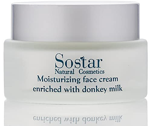 Sostar Feuchtigkeitscreme Gesichtscreme mit Bio-Eselmilch - Aloe Vera Creme für trockene Haut - Bio-Frauen feuchtigkeitsspendende Gesichtspflege - Tag-Nacht-Für empfindliche Hauttypen - 50ml