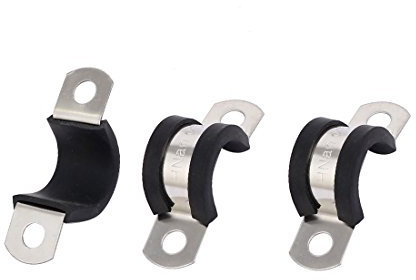 Sourcingmap 15mm Dia EPDM Rubber Lined U Shaped Pipe Tube Wire Clamps Clips 3pcs