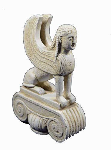 Estia Creations Sphinx-Skulptur, antikes griechisches Fabelwesen-Artefakt aus Kunststein, Braun